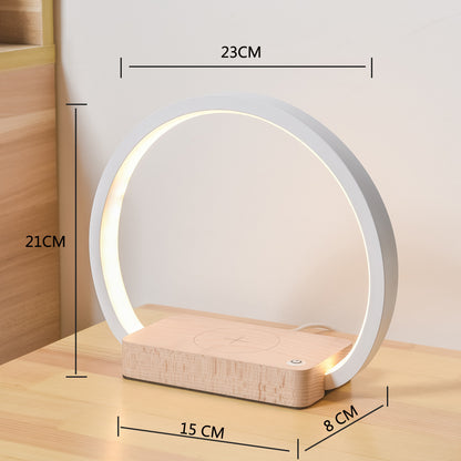 Multifunctional Wireless Charging Table Lamp – Metal Shade, USB Powered, Eye Protection, Creative Bedside Light