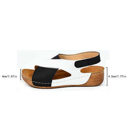 Colorblock-crossed  Wedges Sandals Summer Fashion Fish Mouth Platform Roman Shoes For Women
