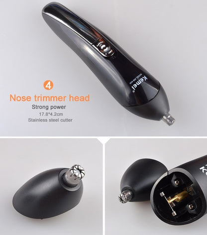 Kemei 6-in-1 Rechargeable Hair Trimmer – All-in-One Grooming Kit for Men