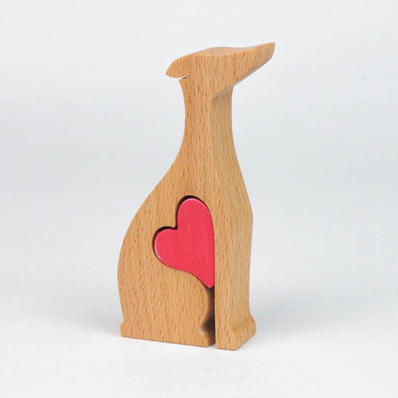 Dog Heart-shaped Wooden Crafts Furnishings Home