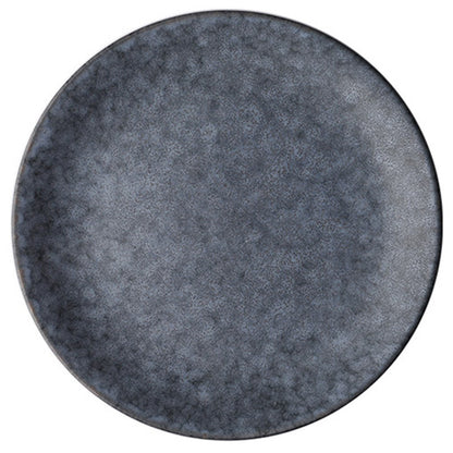 European Retro-Style Ceramic Round Dinner Plate – Flat Color-Glazed Porcelain Tableware