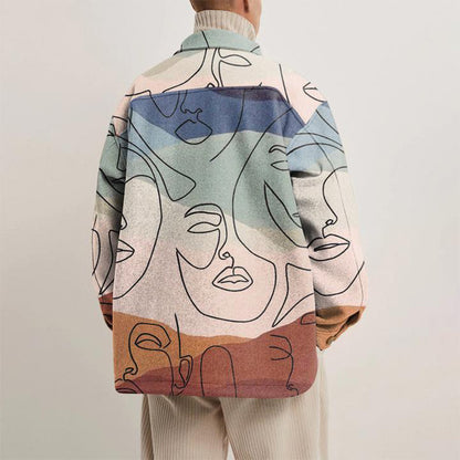 Men's Fashion Lapel Print Jacket – Stylish Lightweight Polyester Outerwear