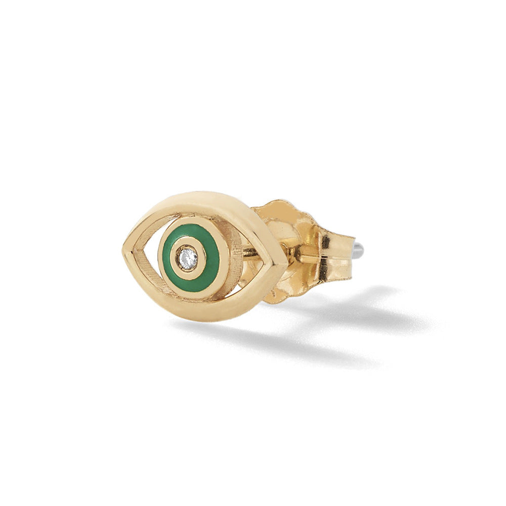 Channel mystery, style, and protection with our Diamond Devil's Eye Stud Earrings – a bold European
