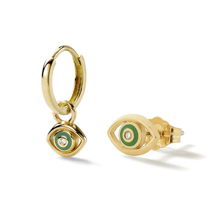 Channel mystery, style, and protection with our Diamond Devil's Eye Stud Earrings – a bold European