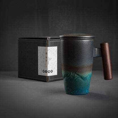 Ceramic Filter Tea Cup with Lid – European Style Mug for Office & Home Use - Odyssey