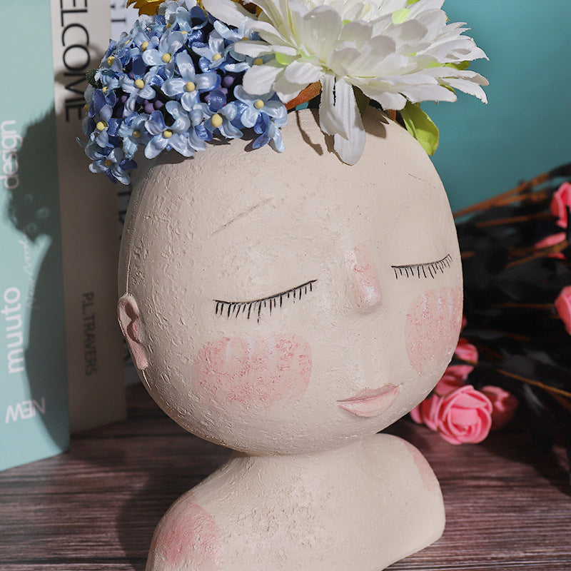 Ins Creative Art Sculpture Doll Flower Pot