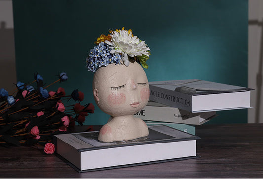 Ins Creative Art Sculpture Doll Flower Pot