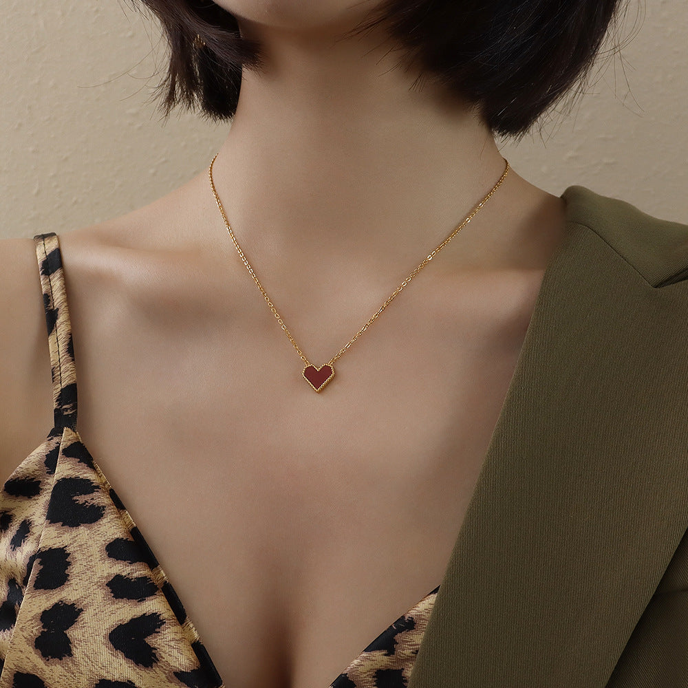 💖 French Style Peach Heart Clavicle Necklace – Romantic & Chic Acrylic Jewelry