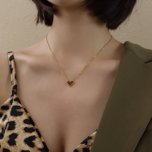 💖 French Style Peach Heart Clavicle Necklace – Romantic & Chic Acrylic Jewelry
