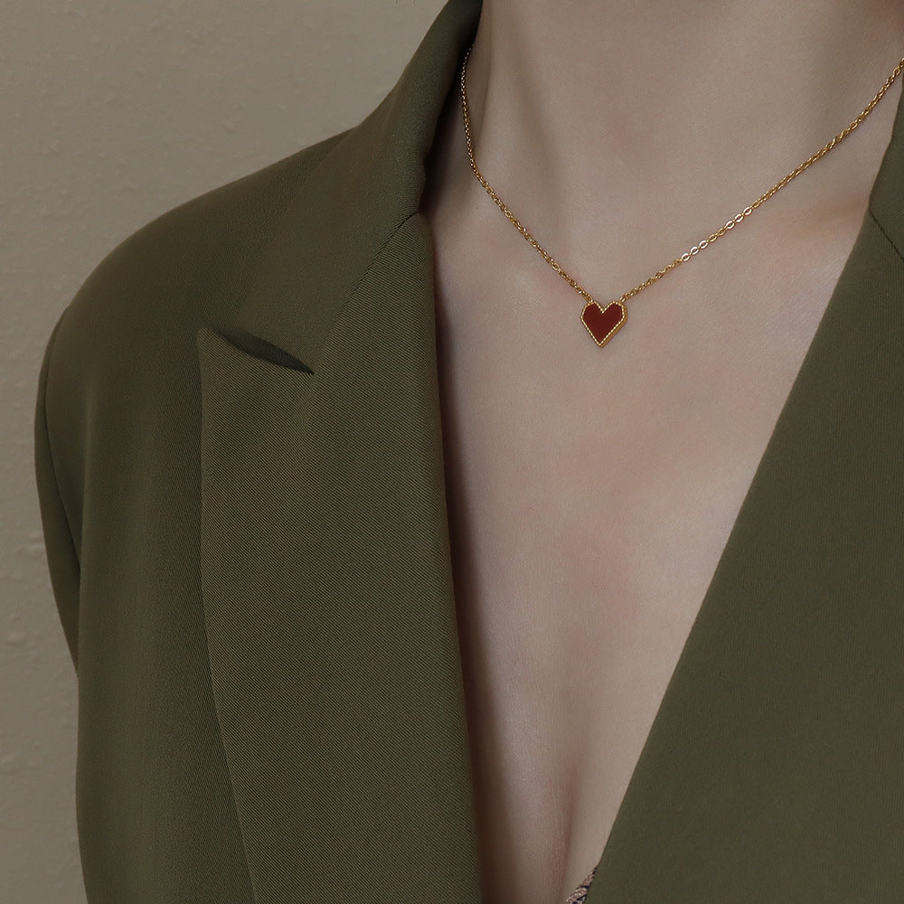 💖 French Style Peach Heart Clavicle Necklace – Romantic & Chic Acrylic Jewelry