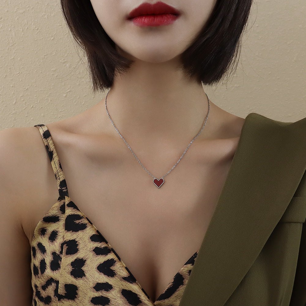 💖 French Style Peach Heart Clavicle Necklace – Romantic & Chic Acrylic Jewelry