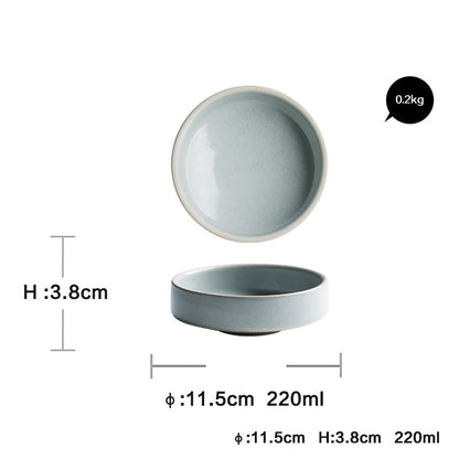 Nordic Style Porcelain Dinnerware Set – Flat Plates, Bowls & Sauce Plates with Sesame Glaze - Odyssey