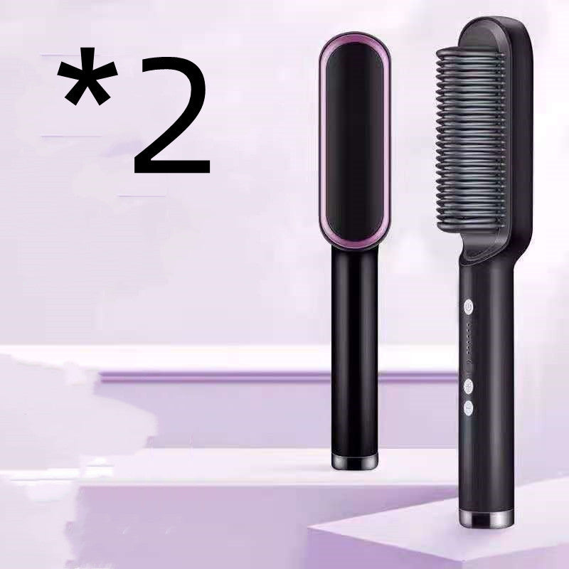 2-in-1 Hair Straightener & Curling Hot Comb – Negative Ion Ceramic Brush | Dual-Purpose Styling Tool