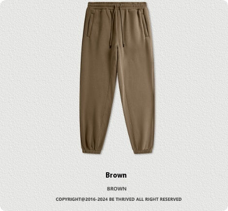 Solid Color Casual Velvet Sweatpants – Men's Ankle Banded Pants