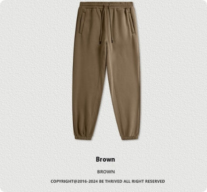 Solid Color Casual Velvet Sweatpants – Men's Ankle Banded Pants
