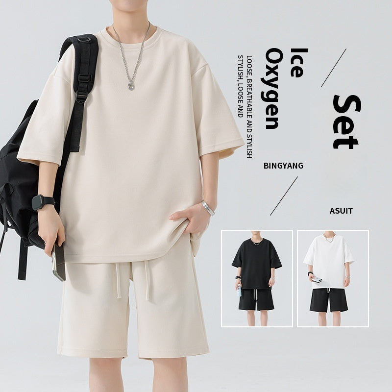 Men’s Quick-Dry Sports Set – Round Neck T-Shirt & Shorts Two-Piece Activewear