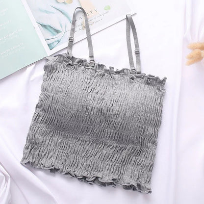 Wrinkled Chest-wrapped Beautiful Back Tube Top Vest Women