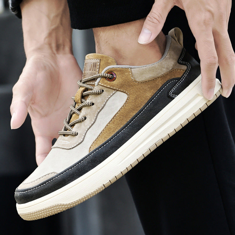 Men’s Retro Low-Top Sneakers – Flat, Pigskin Leather