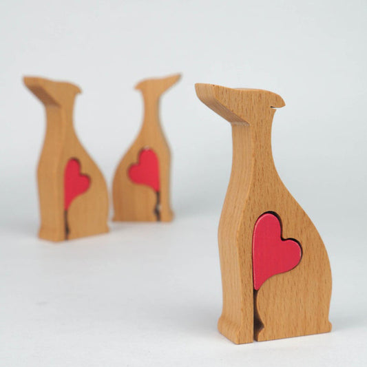 Dog Heart-shaped Wooden Crafts Furnishings Home