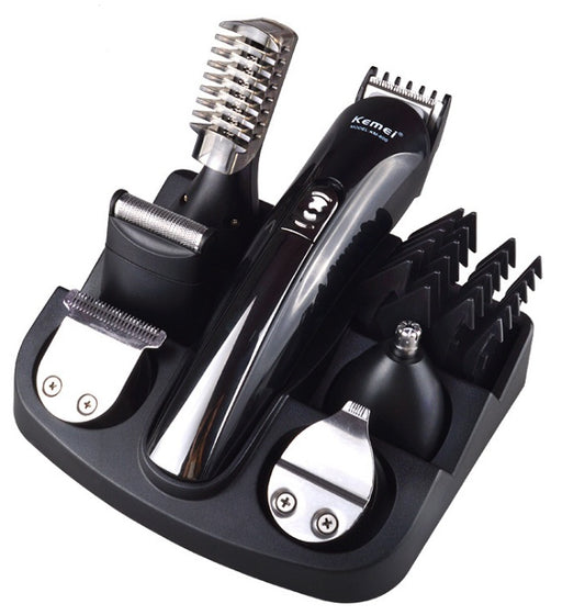 Kemei 6-in-1 Rechargeable Hair Trimmer – All-in-One Grooming Kit for Men