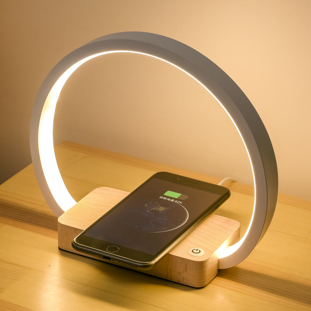 Multifunctional Wireless Charging Table Lamp – Metal Shade, USB Powered, Eye Protection, Creative Bedside Light