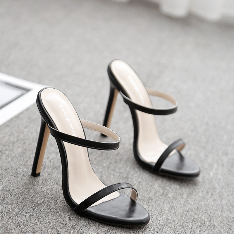 Women’s Stiletto High Heel Sandals – European & American Style, Hollow Color-Block Design