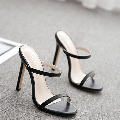 Women’s Stiletto High Heel Sandals – European & American Style, Hollow Color-Block Design