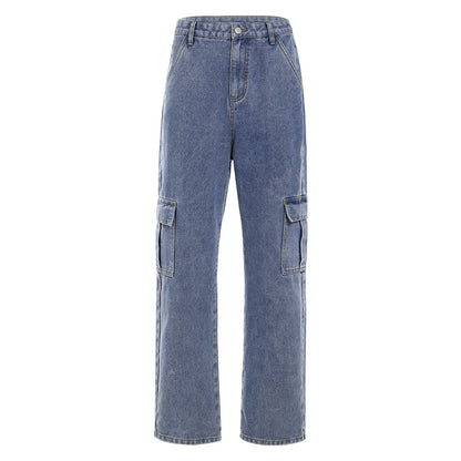 High Waist Wide-Leg Denim Trousers – Casual & Comfortable Fit