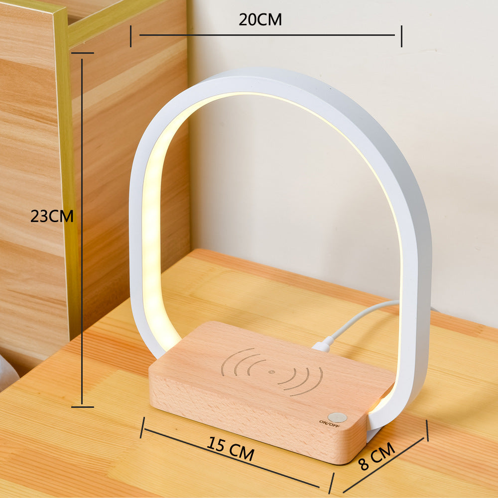 Multifunctional Wireless Charging Table Lamp – Metal Shade, USB Powered, Eye Protection, Creative Bedside Light