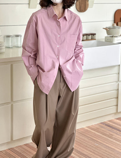 Korean Style Sense Of Design Lapel Long Sleeve Shirt