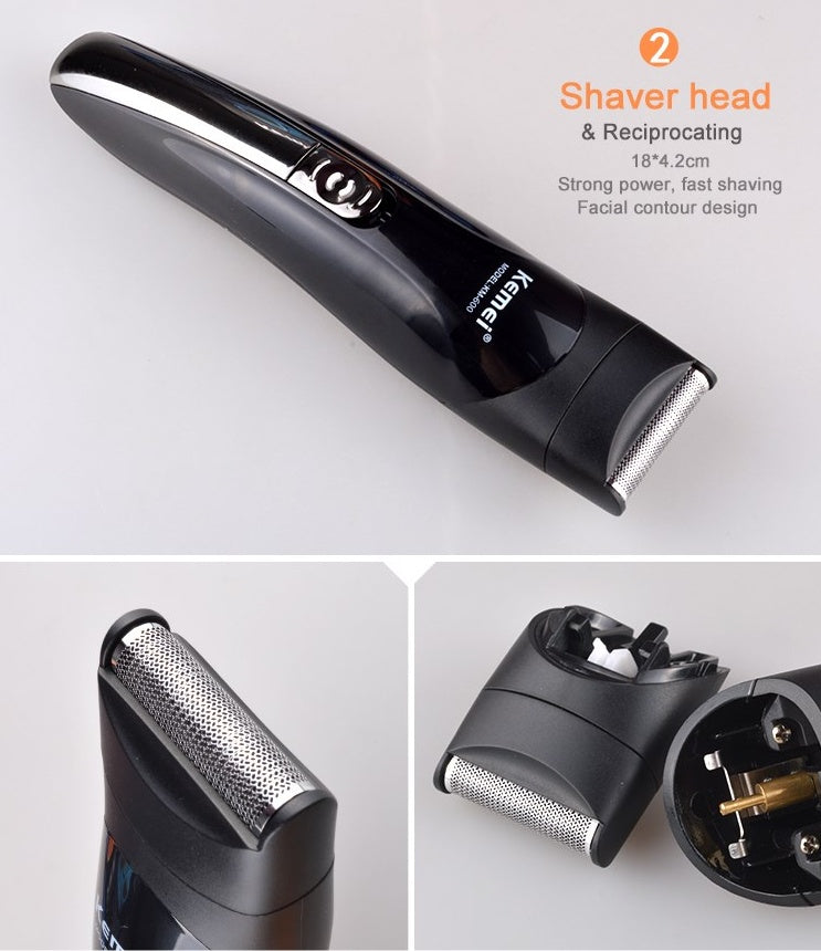 Kemei 6-in-1 Rechargeable Hair Trimmer – All-in-One Grooming Kit for Men