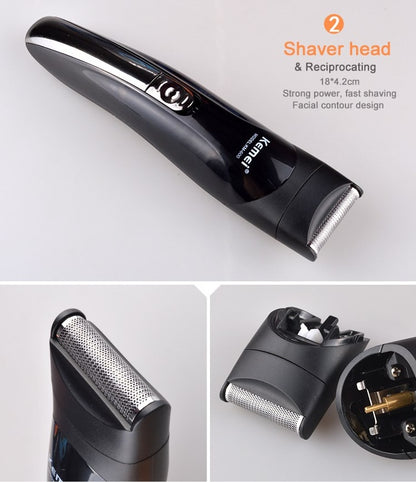 Kemei 6-in-1 Rechargeable Hair Trimmer – All-in-One Grooming Kit for Men