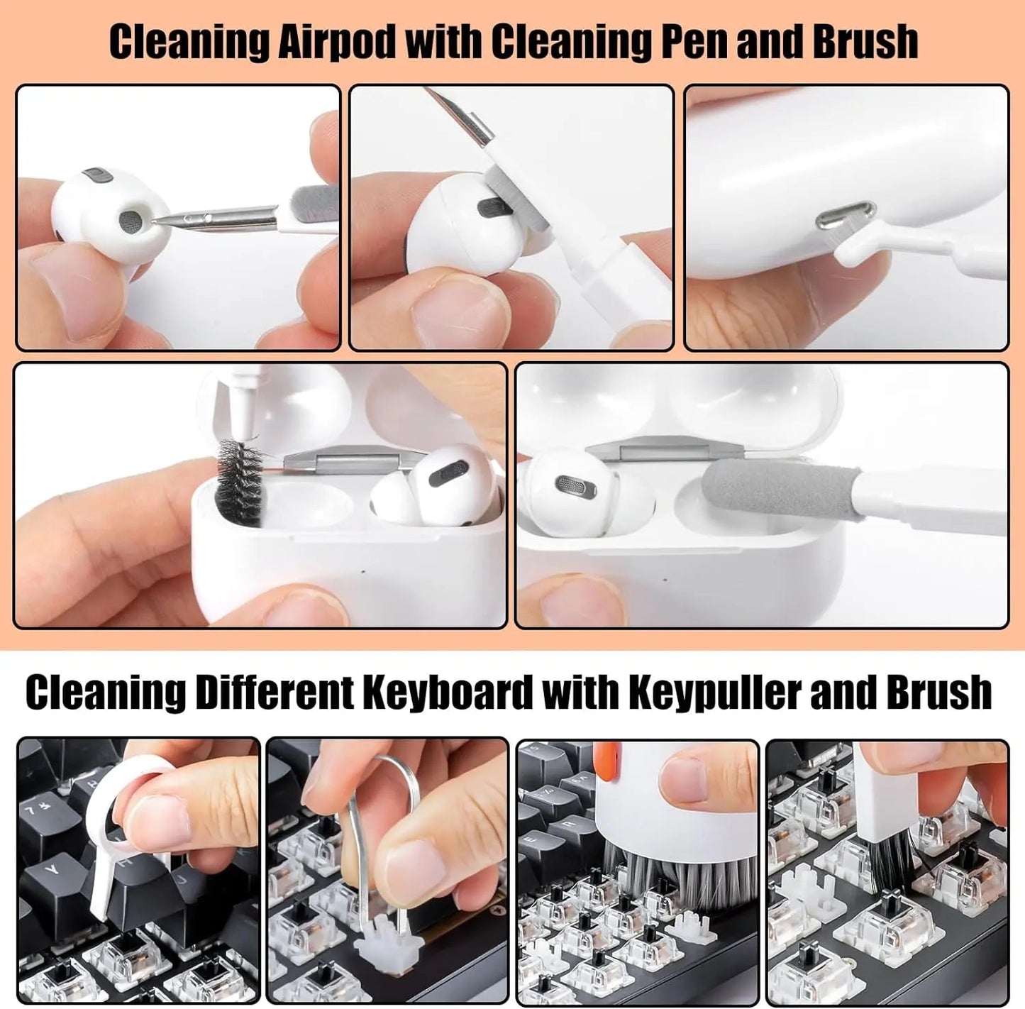 20-in-1 Screen Cleaning Kit – Multifunctional Cleaner for Laptop, Phone, Keyboard, AirPods, Camera, Tablet & More