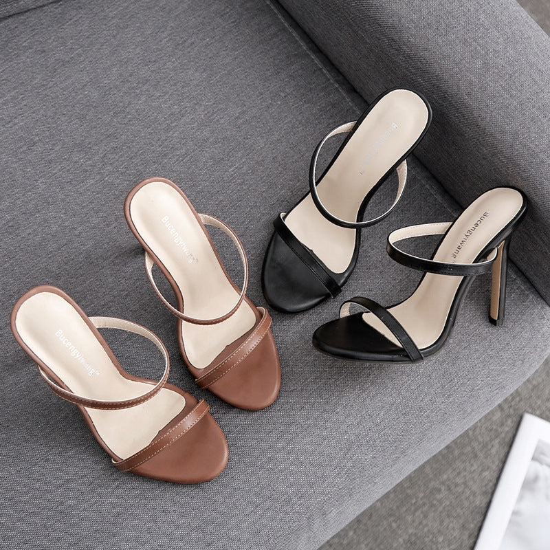 Women’s Stiletto High Heel Sandals – European & American Style, Hollow Color-Block Design