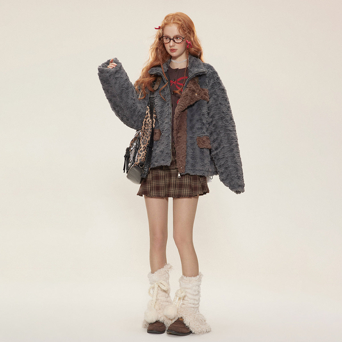 Fur Collar Fleece Cotton-padded Clothes American Retro