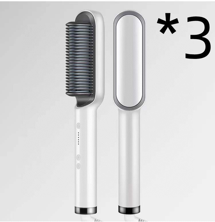 2-in-1 Hair Straightener & Curling Hot Comb – Negative Ion Ceramic Brush | Dual-Purpose Styling Tool