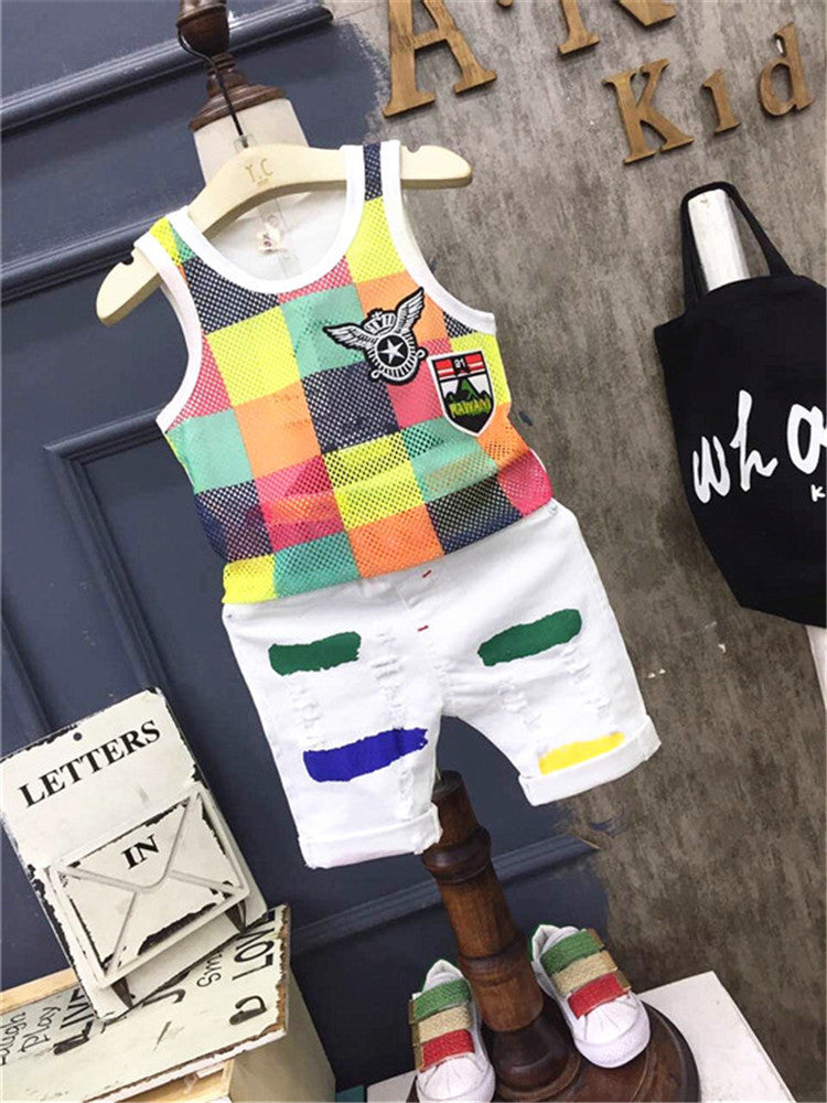 👔 Kids Boys Short Sleeve Plaid Shirt Set