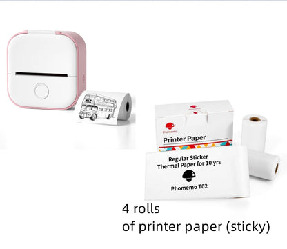 Phomemo T02 Mini Bluetooth Thermal Printer – Inkless Label & Photo Printer for iOS/Android