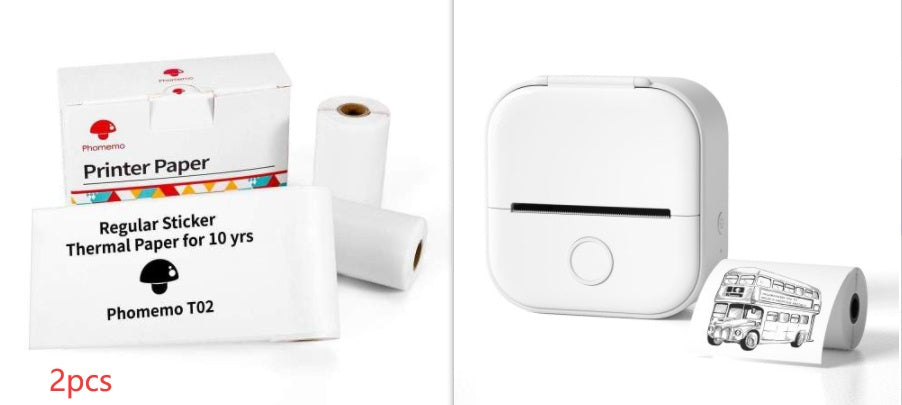 Phomemo T02 Mini Bluetooth Thermal Printer – Inkless Label & Photo Printer for iOS/Android