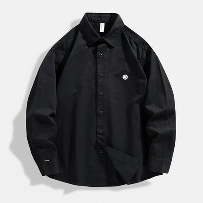 LKTM Men's 2024 Spring Japanese Style Retro Minimalist Long Sleeve Shirt
