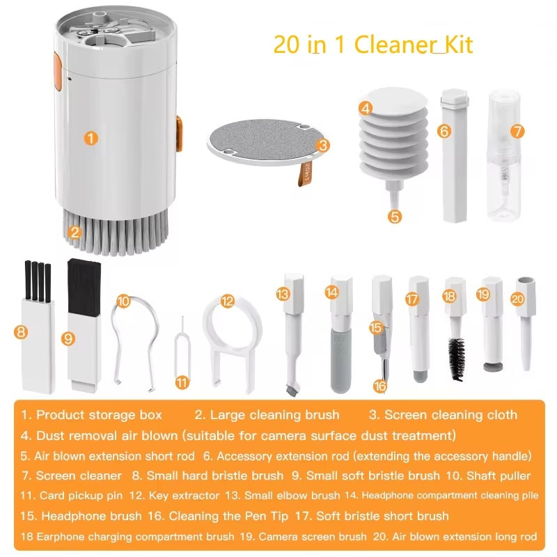 20-in-1 Screen Cleaning Kit – Multifunctional Cleaner for Laptop, Phone, Keyboard, AirPods, Camera, Tablet & More