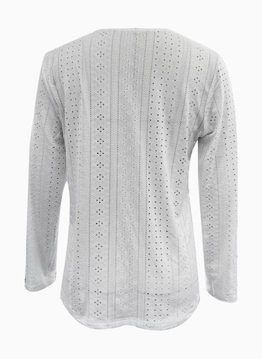 Button Front V Neck Long Sleeve Blouse, Women's Clothing