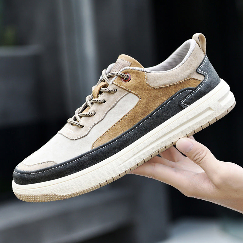 Men’s Retro Low-Top Sneakers – Flat, Pigskin Leather