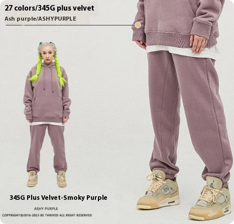 Solid Color Casual Velvet Sweatpants – Men's Ankle Banded Pants