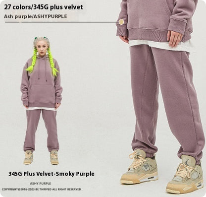 Solid Color Casual Velvet Sweatpants – Men's Ankle Banded Pants