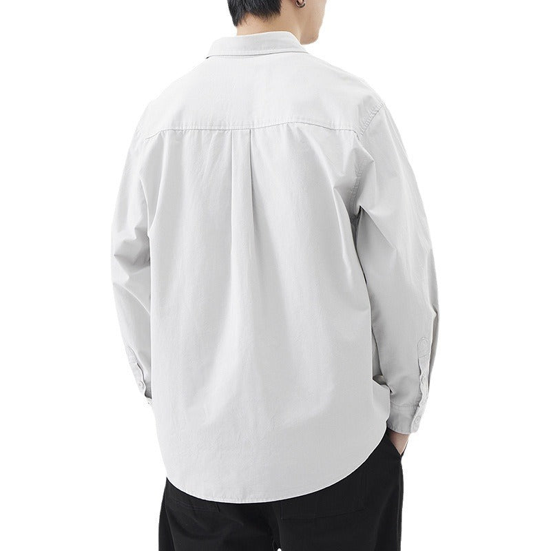 LKTM Men's 2024 Spring Japanese Style Retro Minimalist Long Sleeve Shirt