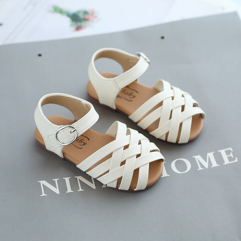 🩰 Kids Buckle Toe Soft Sole Woven Sandals