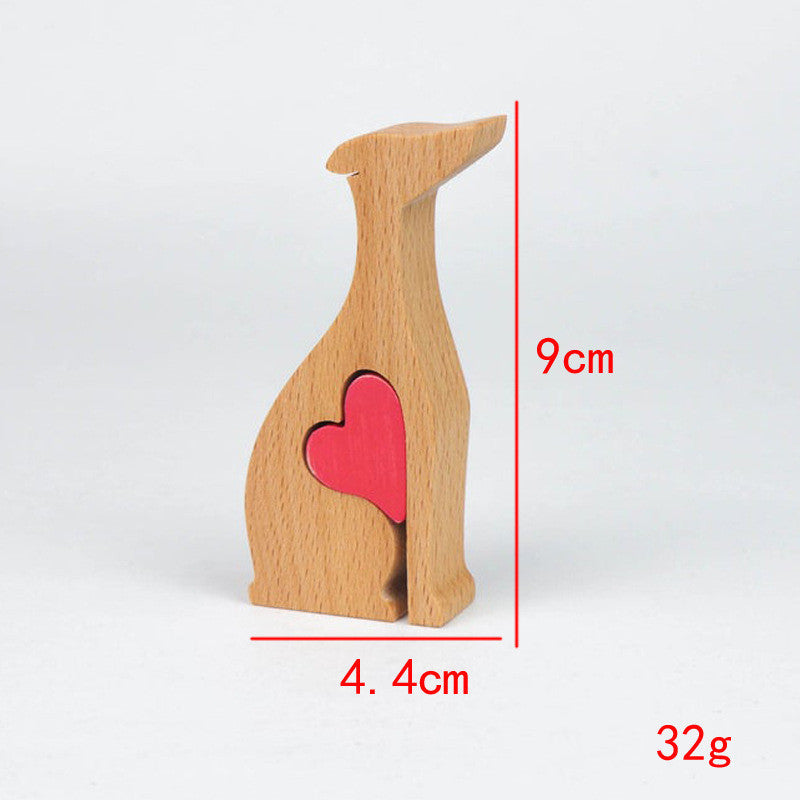 Dog Heart-shaped Wooden Crafts Furnishings Home