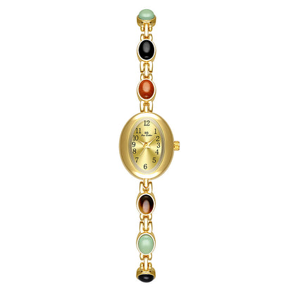 Natural Tiger Eye Premium Women's Watch – Elegant Vintage Gold Fashion Timepiece