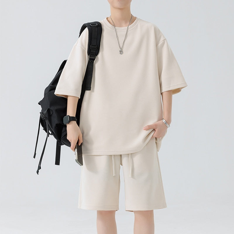 Men’s Quick-Dry Sports Set – Round Neck T-Shirt & Shorts Two-Piece Activewear